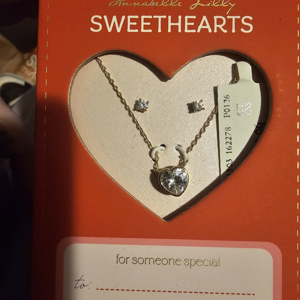 Annabelle Gold Heart Pendant Necklace with Clear Crystal